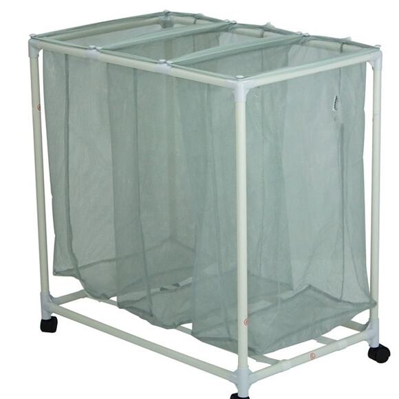 Mainstays Soft Silver 3 Bag Mesh Rolling Laundry Sorter Cart - Picture 1 of 5